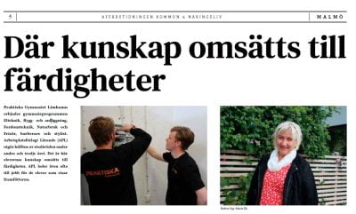 Tidningsutklipp från artikel där Praktiska Limhamn är med.