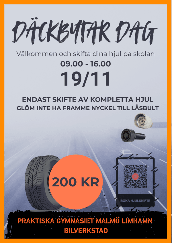 Inbjudan till däckbytardag den 19/11-25 kl. 09.00-16.00.